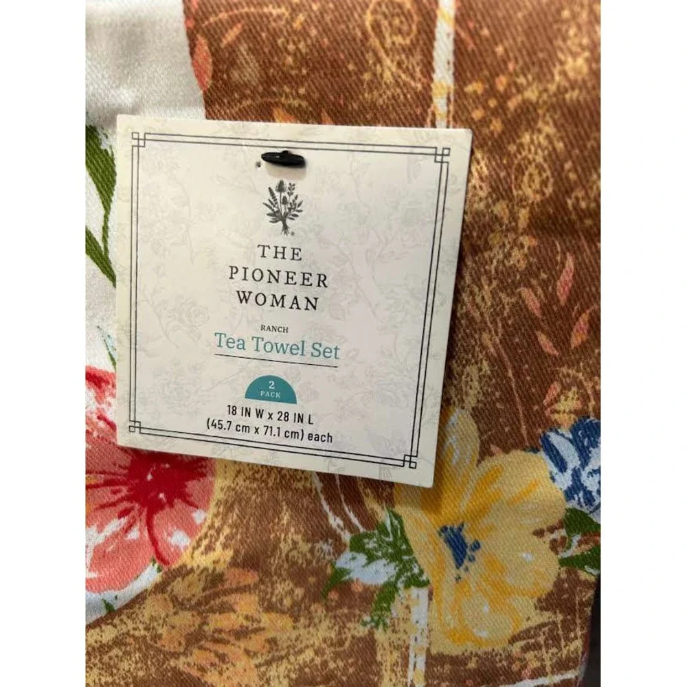 NEW Pioneer Woman Ranch Kitchen Towels Boots 2-pc  Cowboy Boot Floral 18X28 Gift